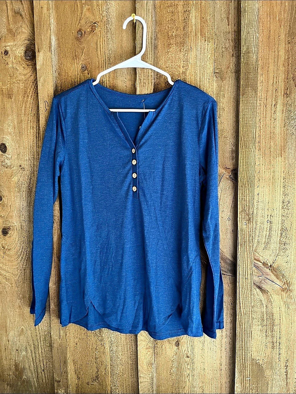 CUPSHE Long Sleeve Henley Tunic in Blue Size Small NWT